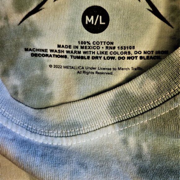 Metallica Their Money Tips Her Scales Tie Dye rock Official T-Shirt M/L NWT - Picture 4 of 4